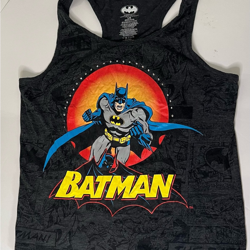 DC Comics Batman Logo Dark Gray Tee LARGE